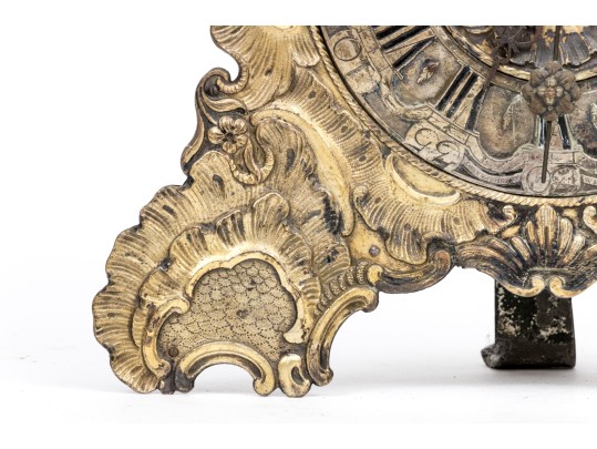 German Gilt Brass Rococco Style Mantle Clock, 19th Century