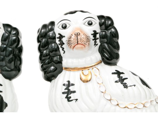 Pair Of English Staffordshire Painted Ceramic Spaniels
