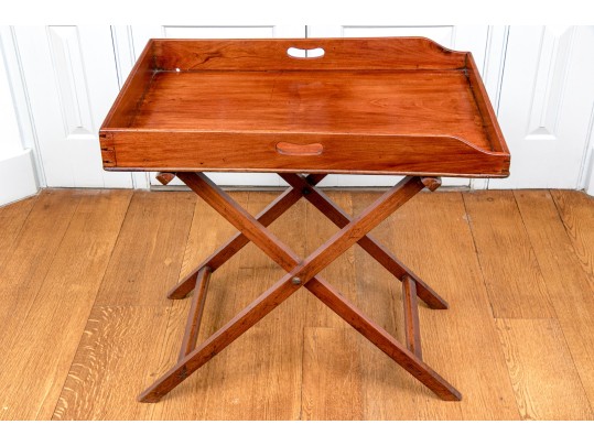 Large 19th Century Butlers Tray Top Table With Removable Tray