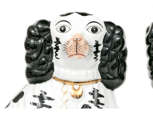 Pair Of English Staffordshire Painted Ceramic Spaniels