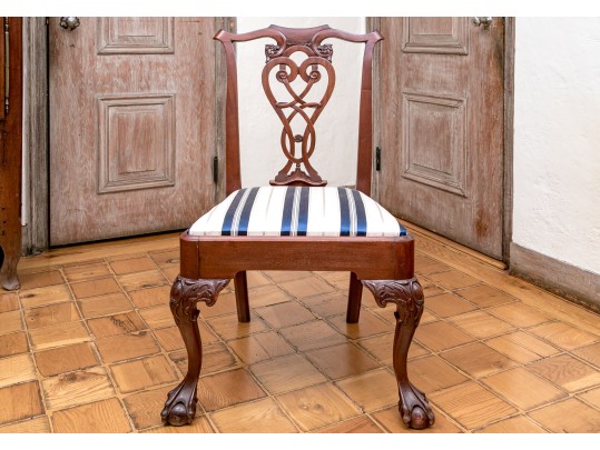 Antique Chippendale Style Mahogany Carved Side Chair, Late Victorian