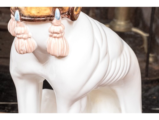 Pair Of Vintage Italian Hand-Painted Life Size Ceramic Whippet Dogs