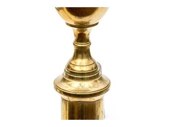 Pair Of American Federal Brass Double Lemon Form Andirons, Ca. 1790-1810