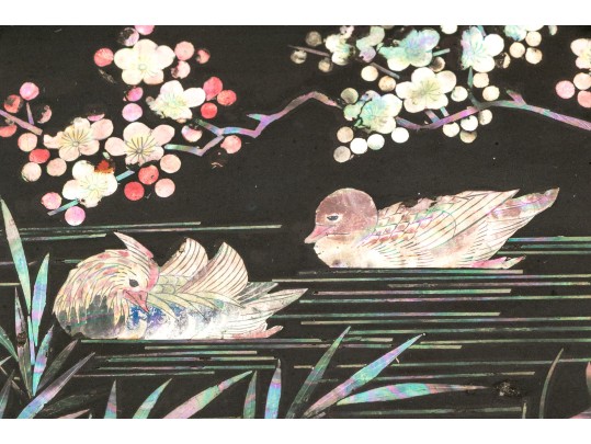 Chinese Export Lacquered And Mother Of Pearl Inlaid Tea Caddy, 19th Century