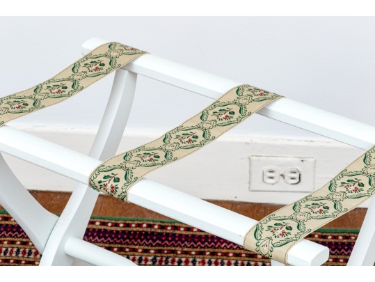 Vintage Painted Luggage Rack And Folding Tray Top Table