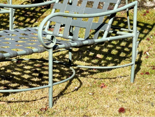 Pair Of Brown Jordan Vintage Chaise Lounges With Side Table