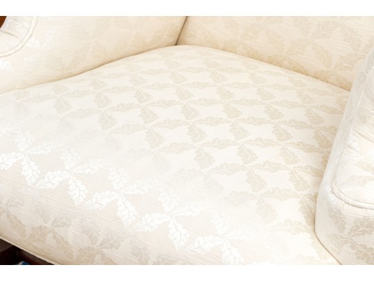 Antique Queen Anne Style Upholstered Wingback Armchair