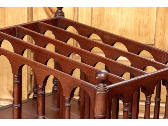 Federal Style Four Section Mahogany Canterbury On Casters, 20th Century
