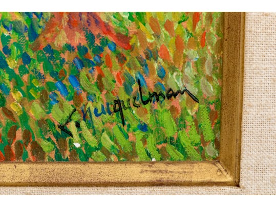 Lucien Neuquelman (French, 1908-1988) Oil On Canvas, Pointillist Landscape