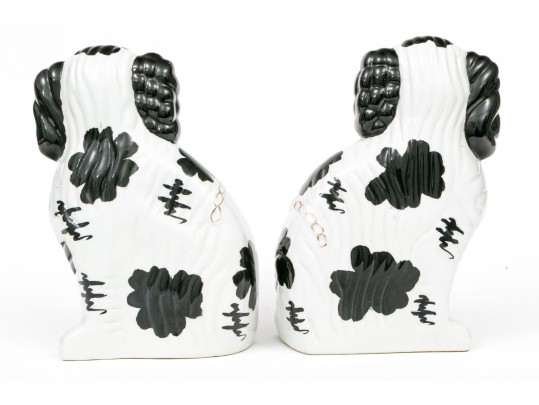 Pair Of English Staffordshire Painted Ceramic Spaniels