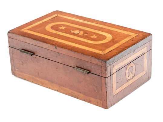 Pennsylvania Dutch Inlaid Cherry Sewing Box, 1st Half 19th Century