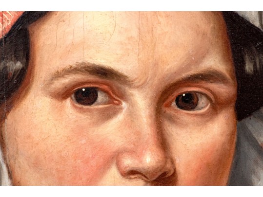 Antique Oil On Panel, Portrait Of A Woman