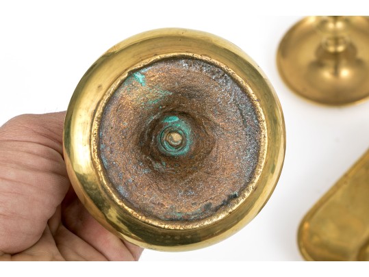 Four Brass Candlesticks And Chambersticks