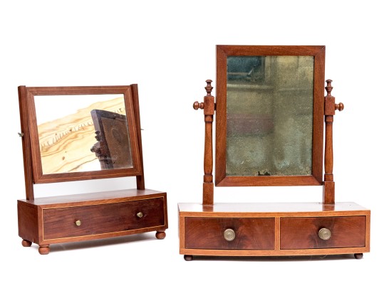 Two Antique Vanity Shaving Mirrors