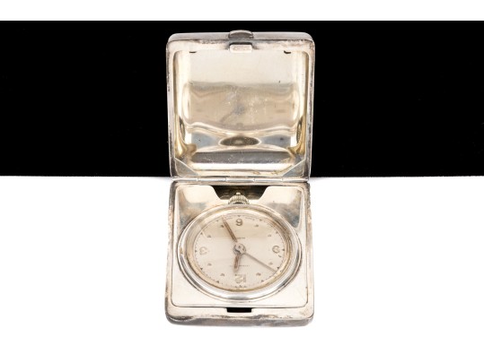 Vintage J.E. Caldwell Sterling Silver Travel Clock 