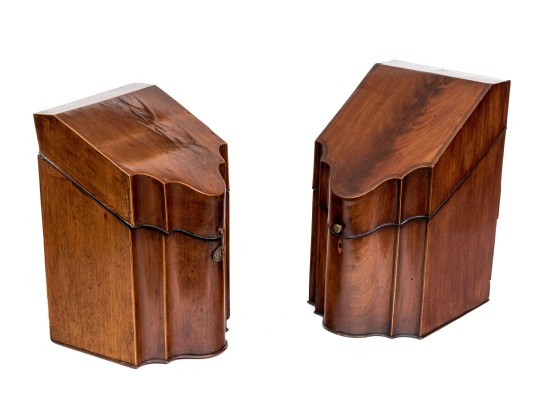 Two Antique Mahogany Knife Boxes