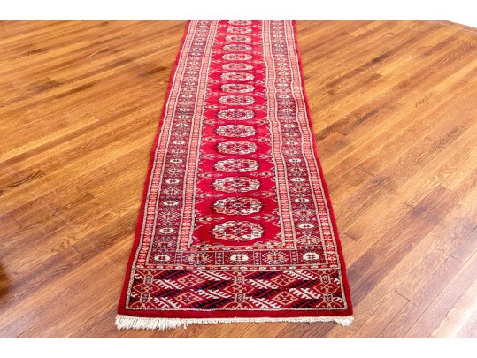 Hand-knotted Wool Bokhara Runner Carpet, 10'-1 X 2'-7