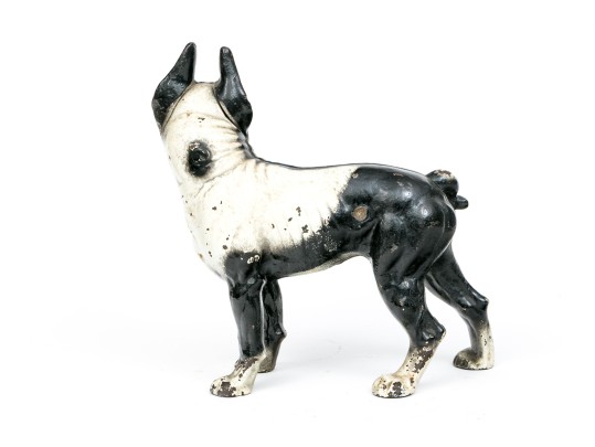 Antique Cast Iron Hand-painted Boston Terrier Doorstop