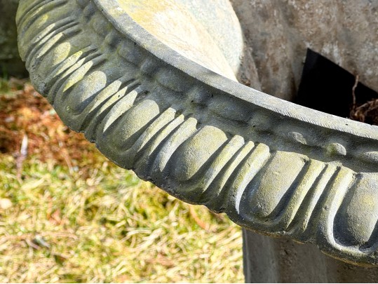 Large Pair Of Cast Metal Neoclassical Style Garden Urns