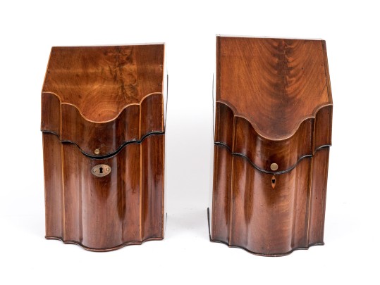 Two Antique Mahogany Knife Boxes