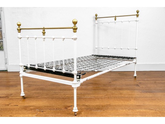 Antique Cast Iron And Brass Bed Frame #2