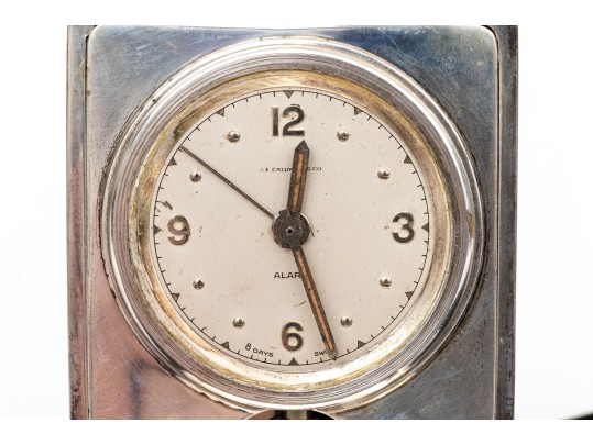 Vintage J.E. Caldwell Sterling Silver Travel Clock 