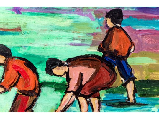 Maxim Bugzester (Polish-American, 1908-1978) Oil On Board, Wading Group