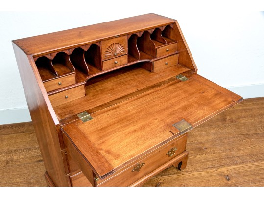 American New England Chippendale Light Mahogany Slant Front Desk, Ca. 1780-1800