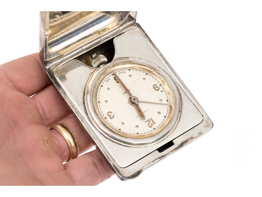 Vintage J.E. Caldwell Sterling Silver Travel Clock 