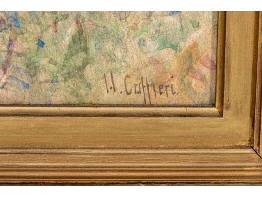 Hector Edward Philippe Caffieri (English, 1847-1932) Gouache, Girl Playing In The Landscape