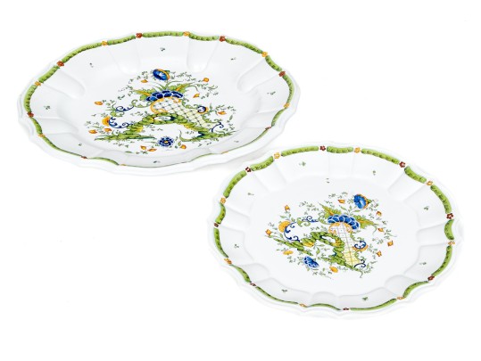 Two Gorgeous Hand Painted Majolica Ceramic Serving Plates