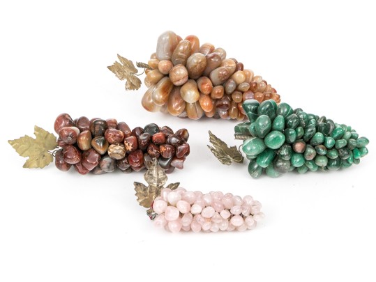 A Nice Collection Of Four Chinese Carved Stone Grape Clusters