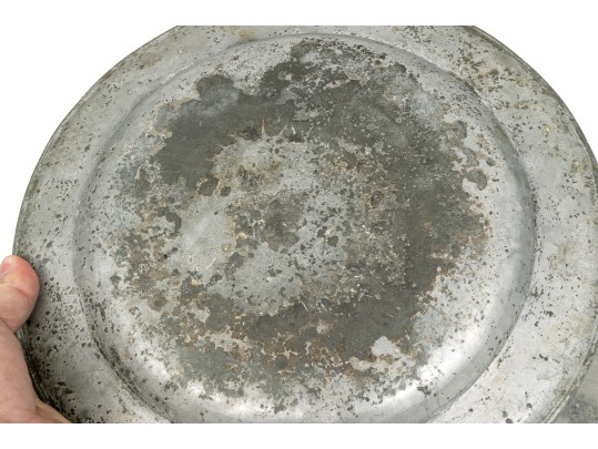 Five Antique Pewter Chargers