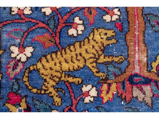 Antique Persian Hand-Knotted Pictorial Wool Carpet, 13'-4 X 9'-9 1/2