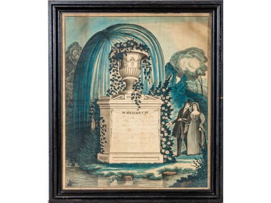 Thurston Family Victorian Hand-Colored Lithograph Childs Memorial, Ca. 1837