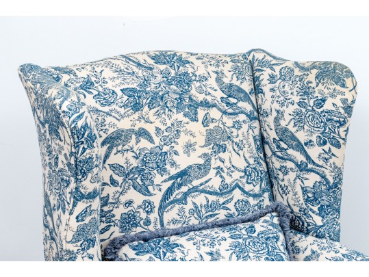 A Fine Pair Of Classic Antique Custom Upholstered Wingback Armchairs