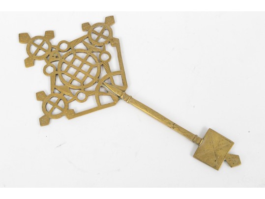Antique Brass Handheld Coptic Cross