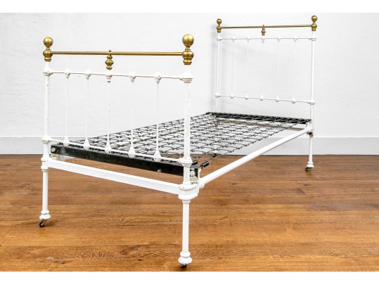 Antique Cast Iron And Brass Bed Frame