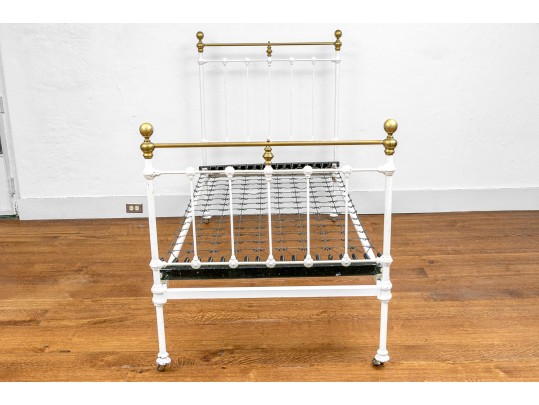 Antique Cast Iron And Brass Bed Frame