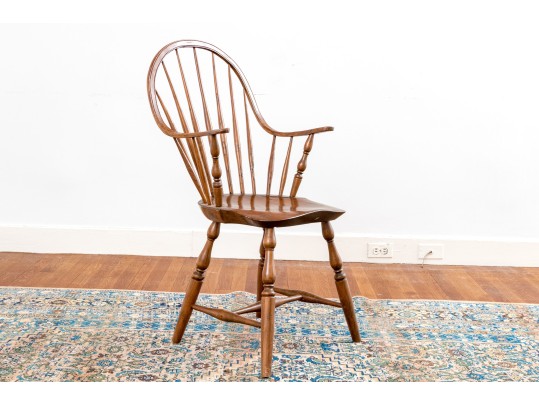 Quality New England Carved Windsor Hoop Back Armchair