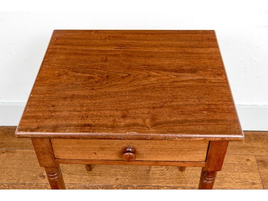 Antique American Single Drawer Walnut Side Table, Ca. 1830-50