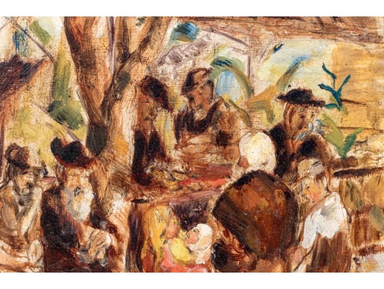 Theresa Bernstein (Polish-American, 1890-2002) Oil On Board, Rural Market With Figures