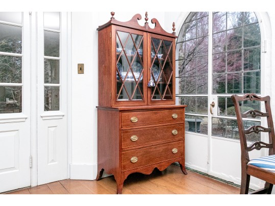Antique American Centennial Federal Style Bookcase Cabinet