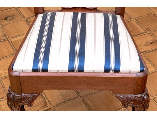 Antique Chippendale Style Mahogany Carved Side Chair, Late Victorian