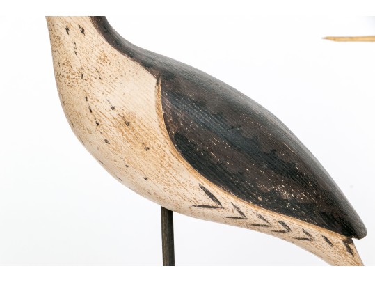 Two Carved And Hand-painted And Carved Shore Birds