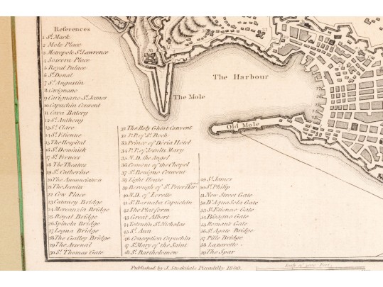 Antique Map Engraving By J. Stockade, Plan Of The City Of Genoa, Ca. 1800