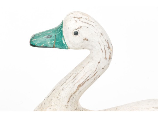 Group Of Four Hand Carved And Painted Decoys With A Carved Head