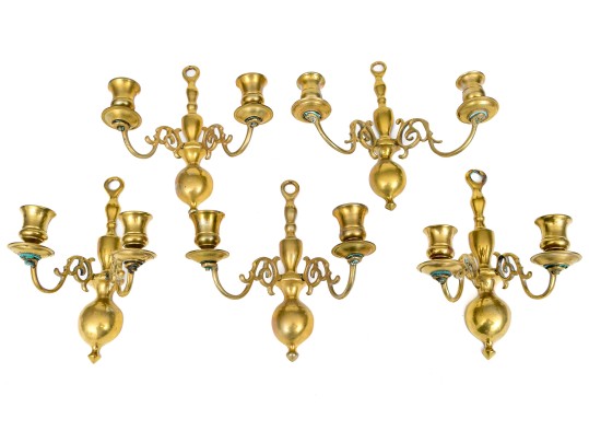 18th And 19th C. Brass Twin Light Sconces