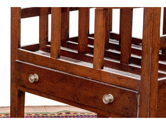 Georgian Style Four Section Mahogany Canterbury On Casters