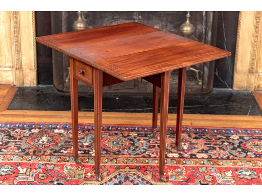 Antique Satinwood Inlaid Mahogany Gateleg Table, Ca. 1900-20